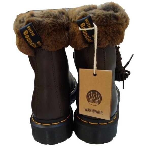 Dr. Martens Boots Women's Size 7 Serena Collar Milo 1460 Faux Fur Khaki… - Picture 4 of 9